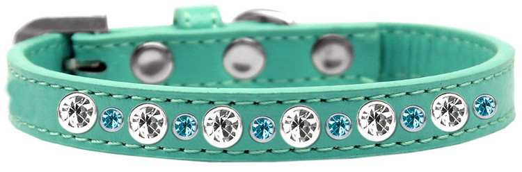 Posh Jeweled Dog Collar Aqua Size 16